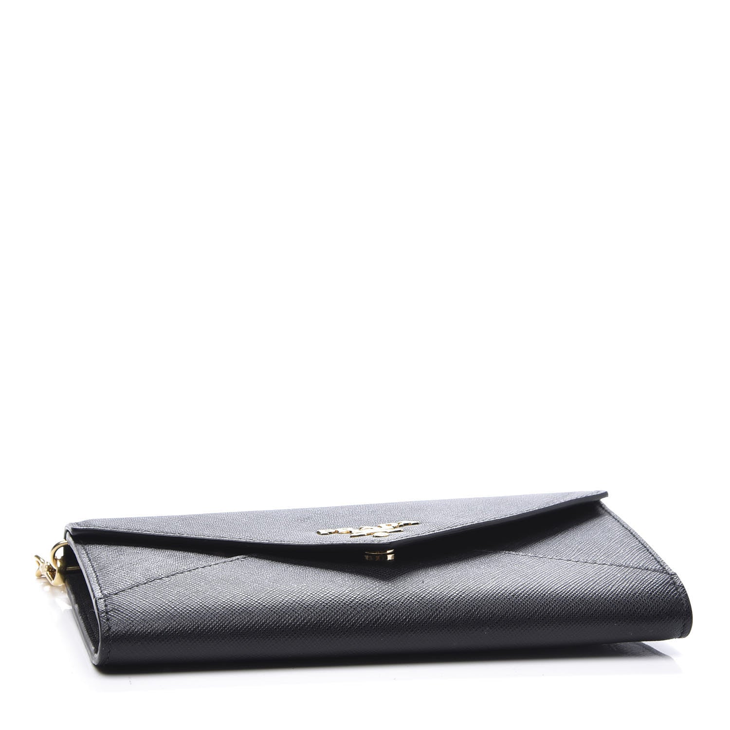 Prada Saffiano Envelope Wristlet Crossbody Wallet Black 3 of 8