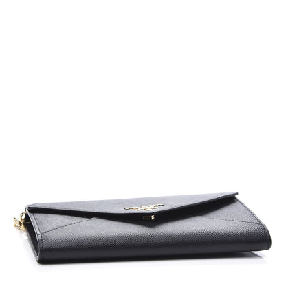 Prada Saffiano Envelope Wristlet Crossbody Wallet Black 3 of 8