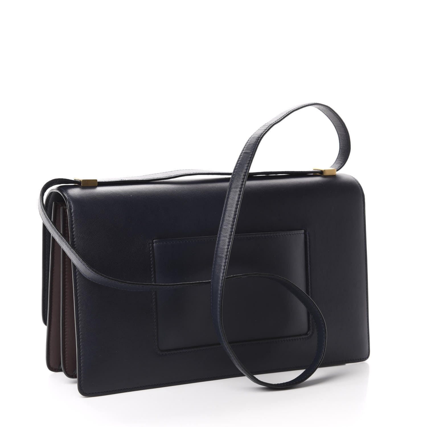 Celine Calfskin Bicolor Medium Case Flap Navy Burgundy 3 of 10