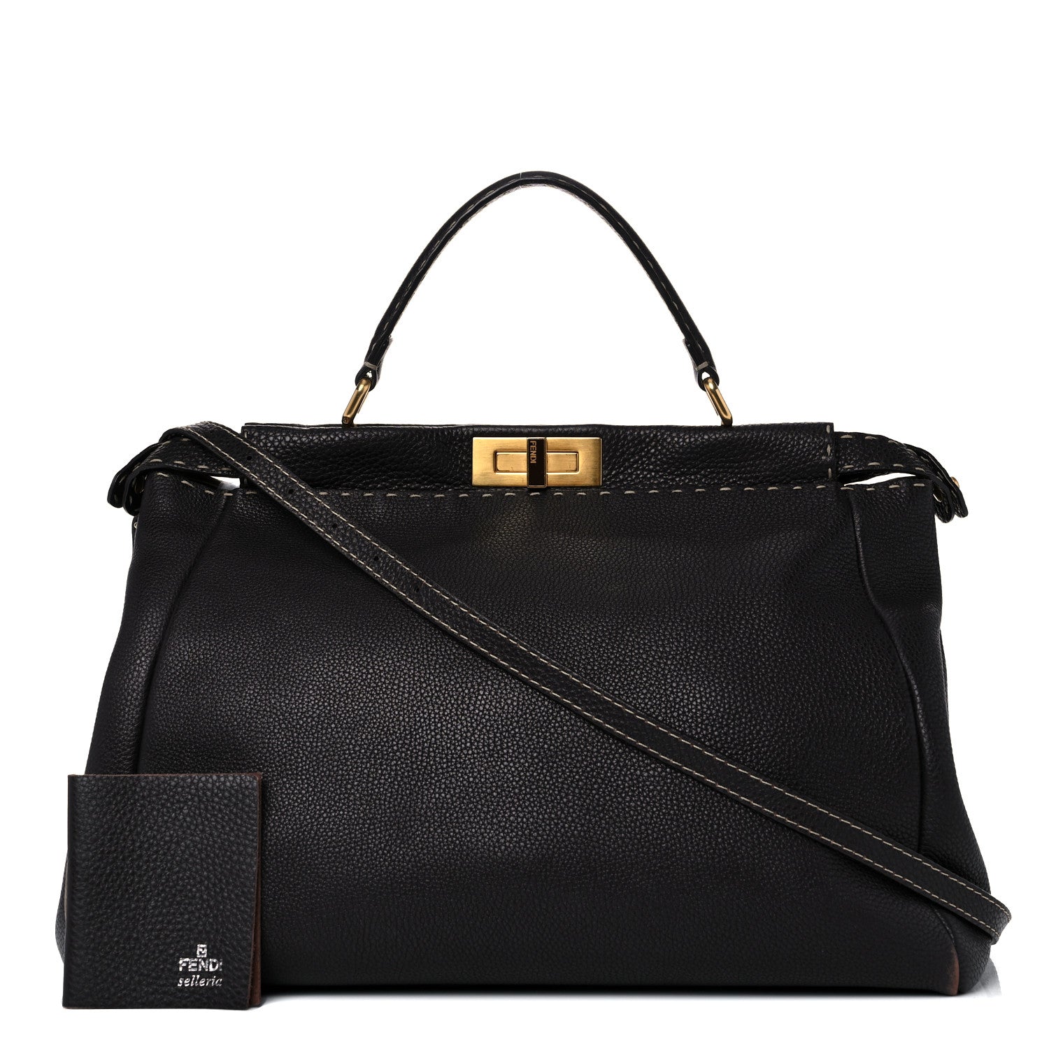 Fendi Cuoio Romano Selleria Large Peekaboo Iconic Satchel Moro 1 of 15