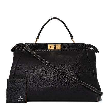 Fendi Cuoio Romano Selleria Large Peekaboo Iconic Satchel Moro 1 of 15