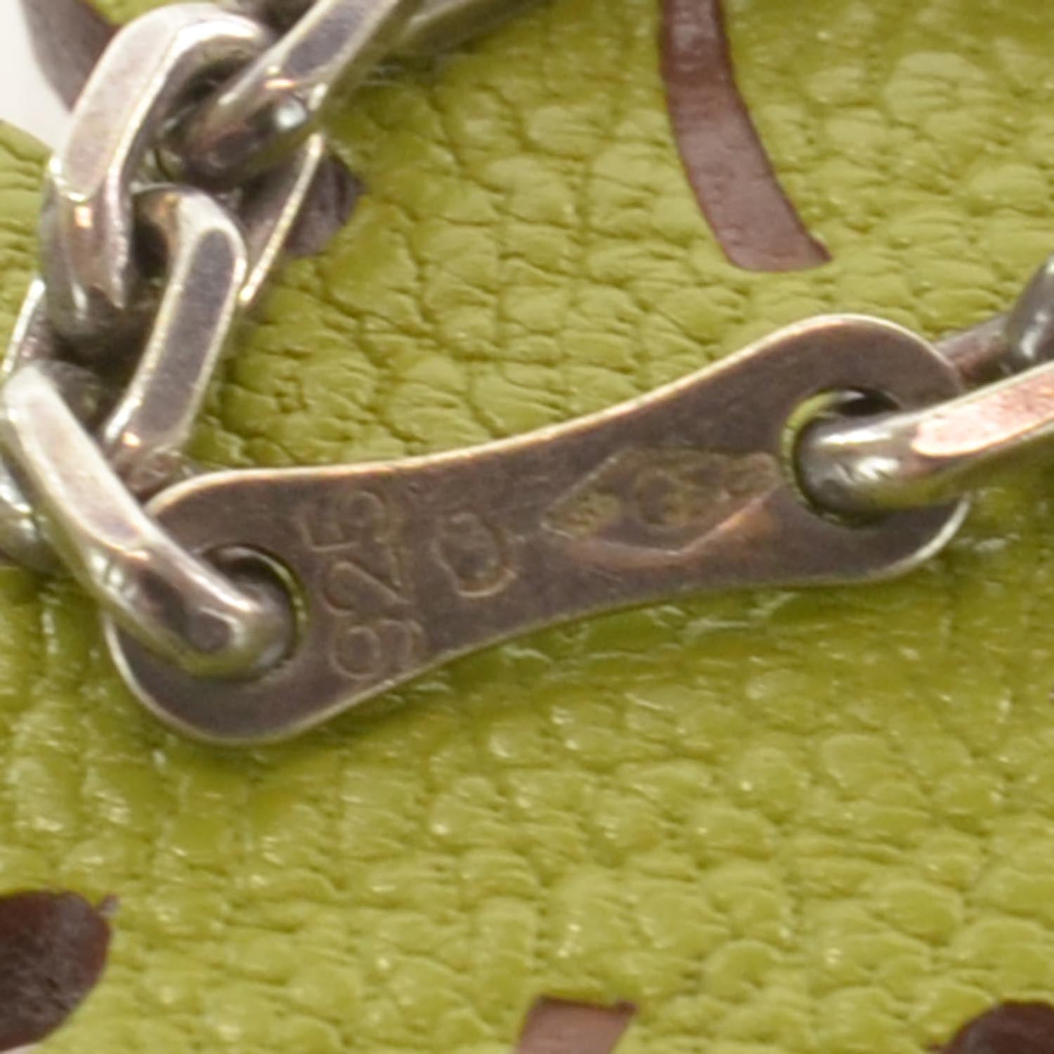 Hermes Chevre Lucky Clover Key Chain Vert Anis Orange 4 of 5