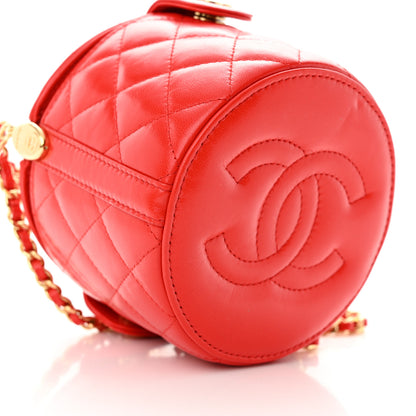 Chanel Lambskin Quilted Chain Top Handle Vanity With Chain Red 9 of 11