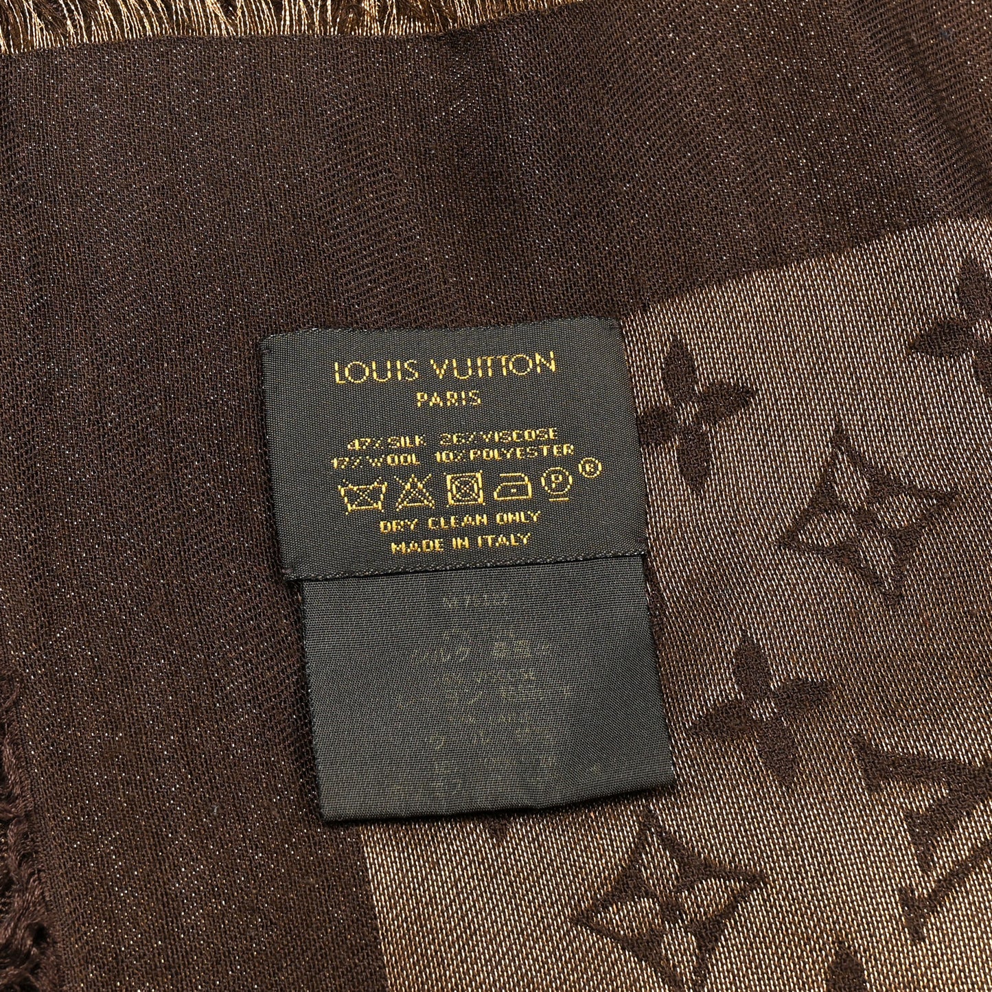 Silk Lurex Wool Monogram Shine Shawl Marron