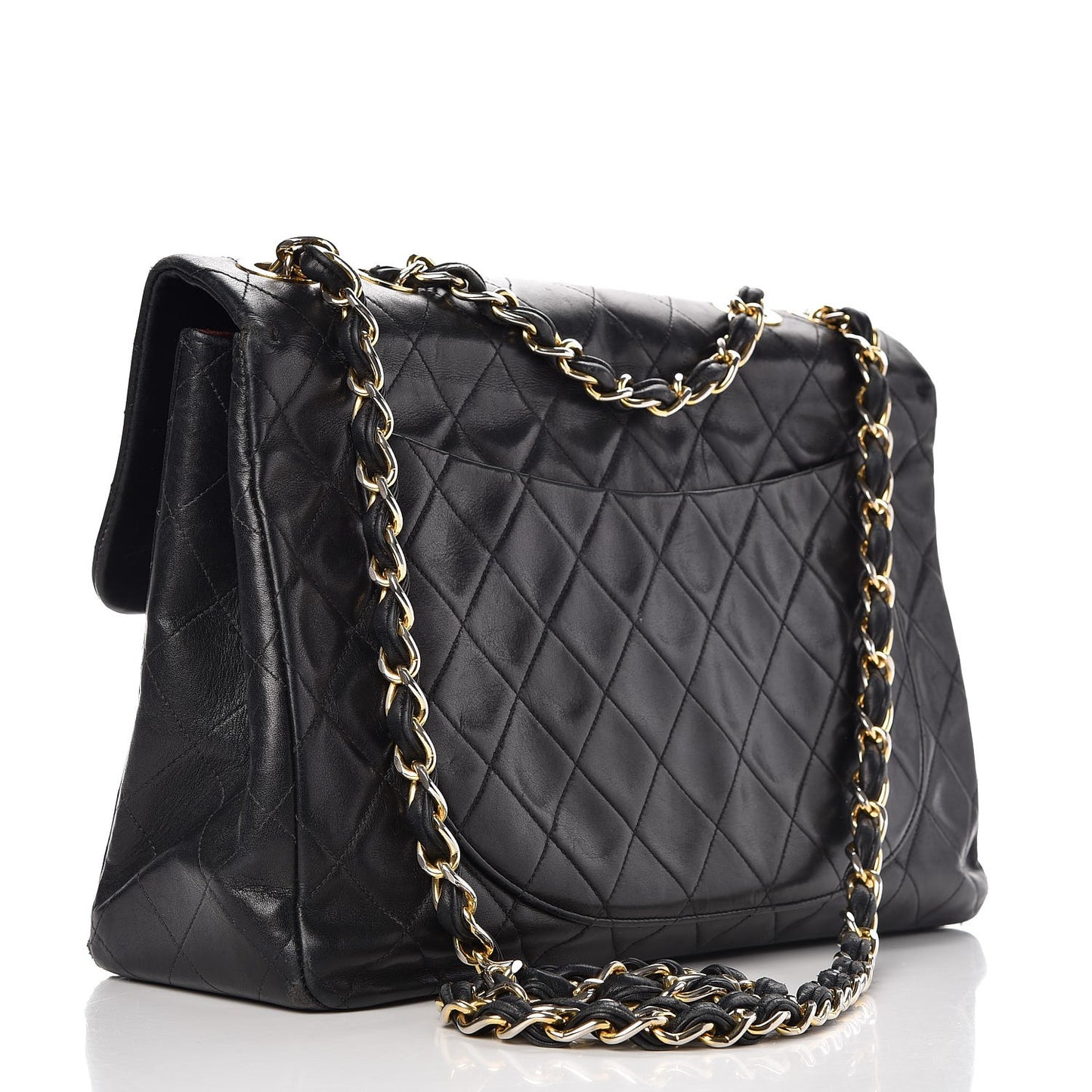 Lambskin Quilted XL Jumbo Single Flap Black