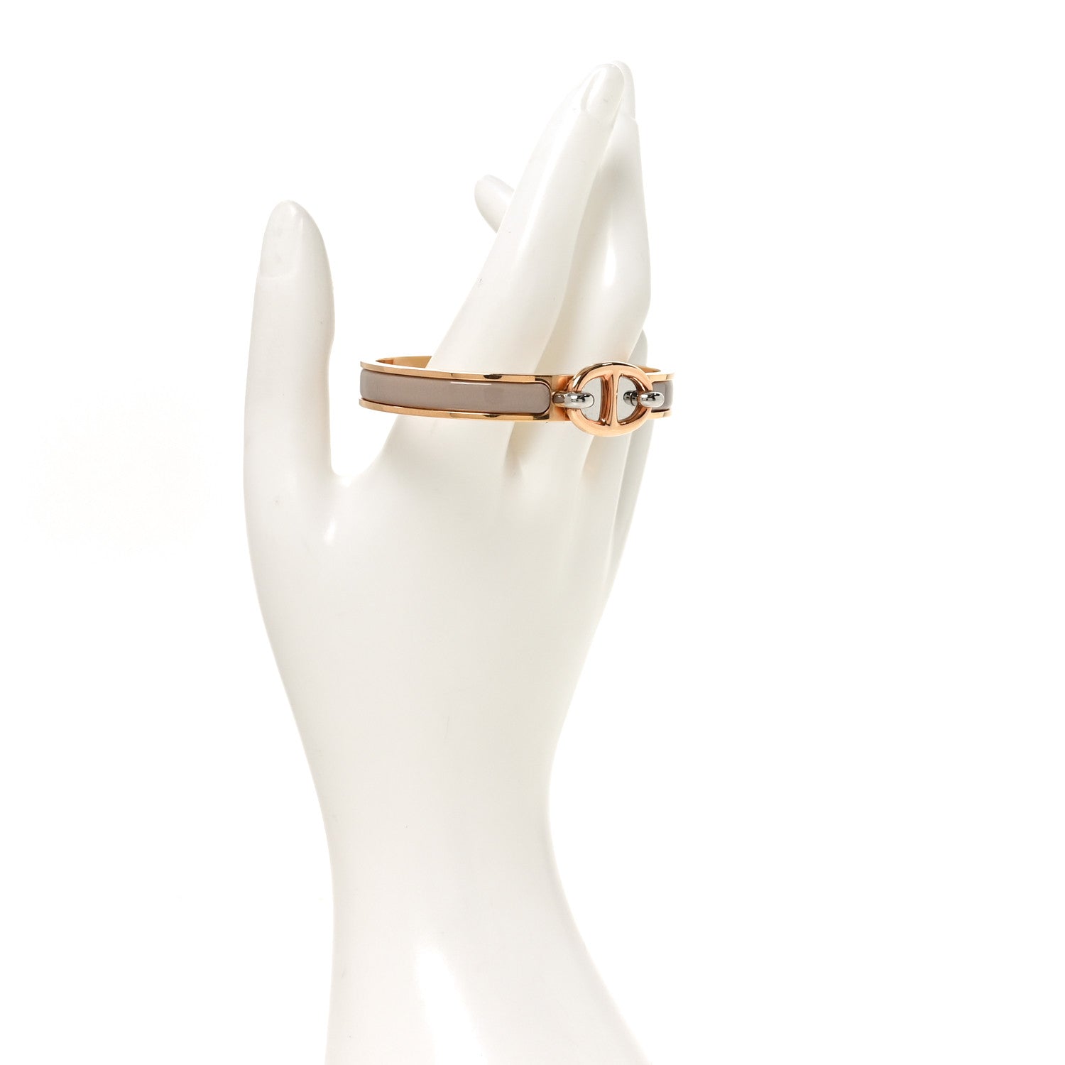 Hermes Enamel Mini Clic Chaine d'Ancre Bracelet GM Marron Glace 2 of 5