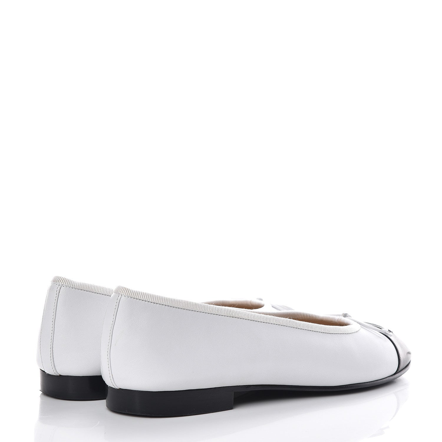 Chanel Lambskin Cap Toe Ballerina Flats 38 White Black 4 of 16