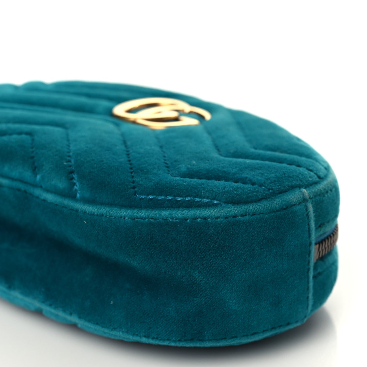 Velvet Matelasse GG Marmont Belt Bag 75 30 Pavone Cyan