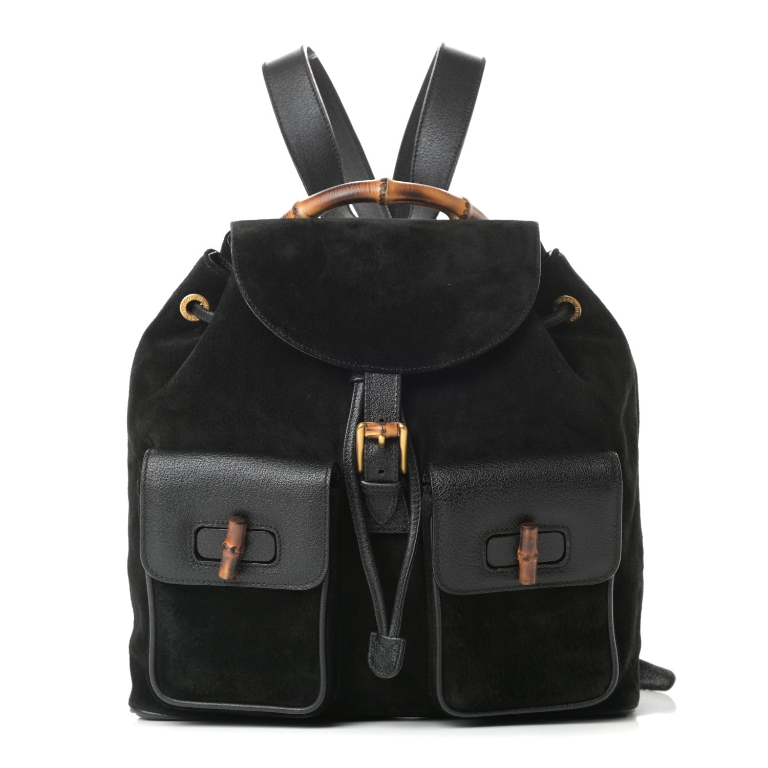Gucci Suede Bamboo Backpack Black 1 of 10