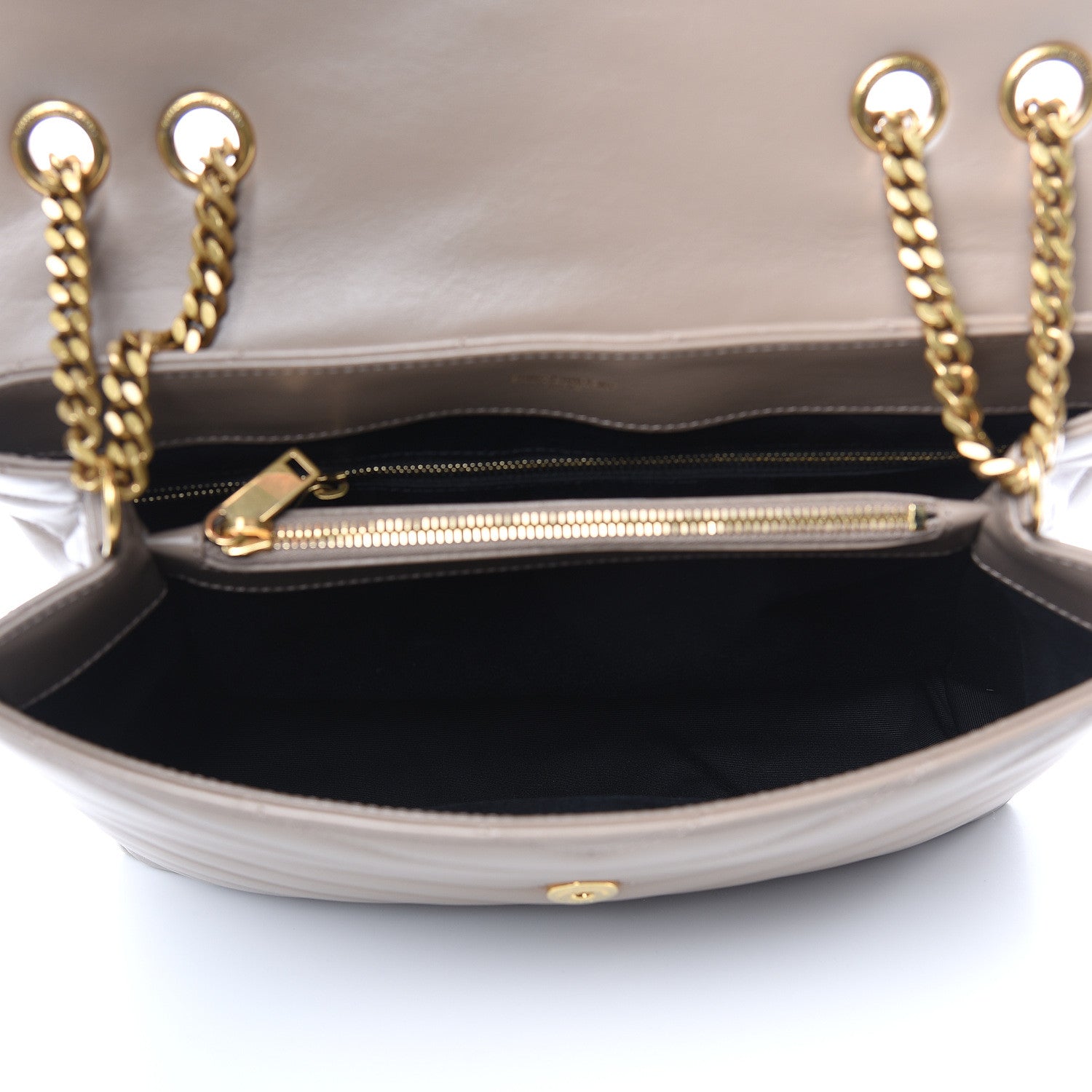 Saint Laurent Calfskin Y Quilted Monogram Medium Loulou Chain Satchel Dusty Grey 5 of 11