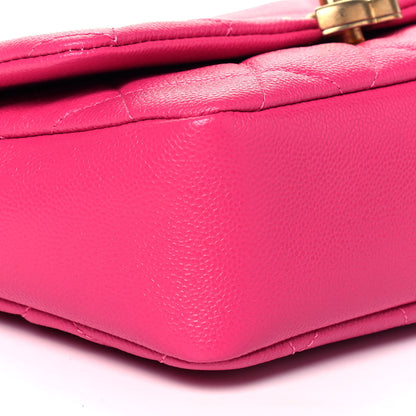 Chanel Shiny Caviar Quilted Small Chain Melody Flap Dark Pink 8 of 9
