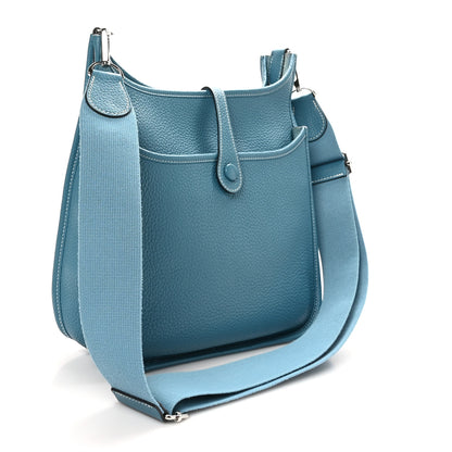 Hermes Taurillon Clemence Evelyne III PM Blue Jean 2 of 10