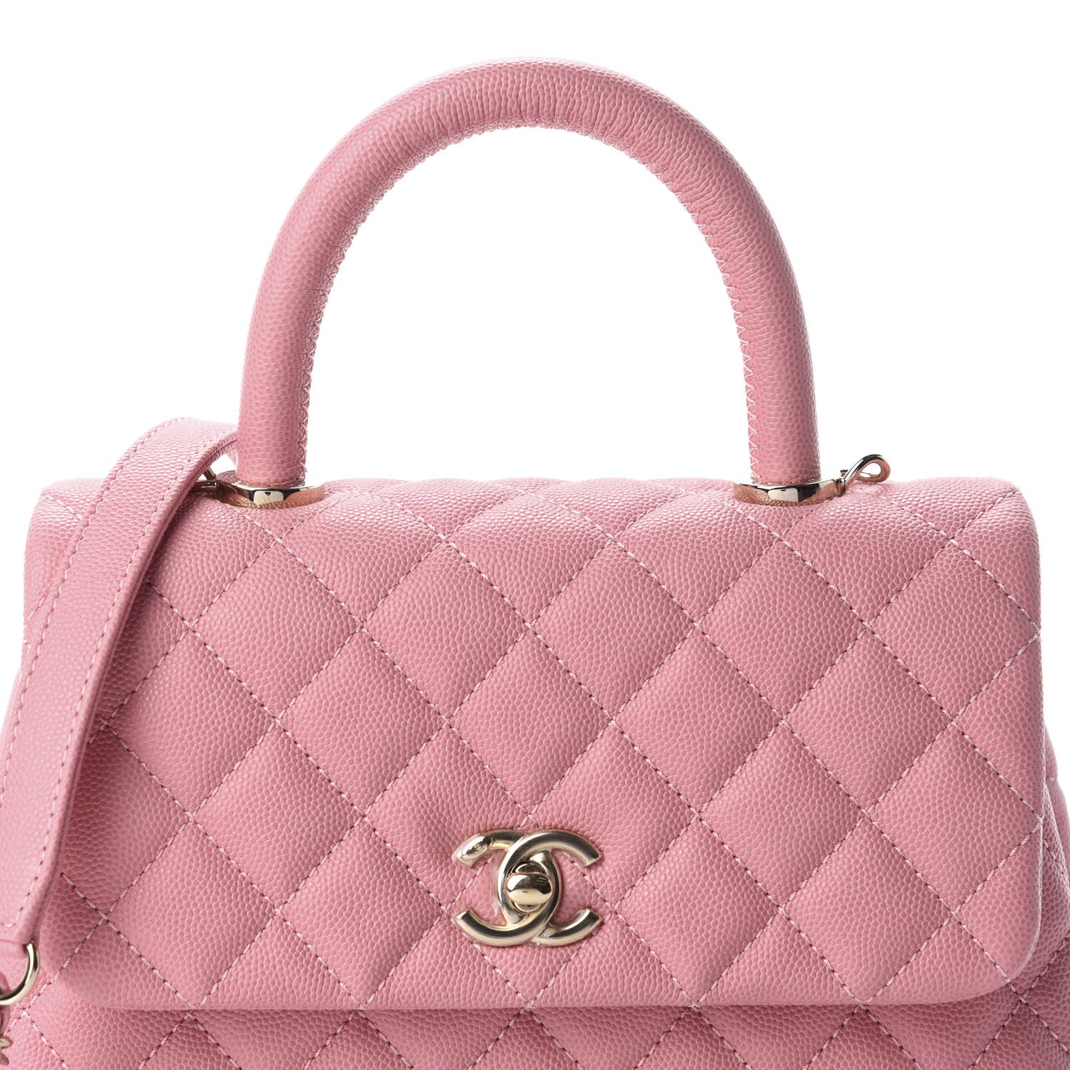 Chanel Caviar Quilted Mini Coco Handle Flap Pink 9 of 10