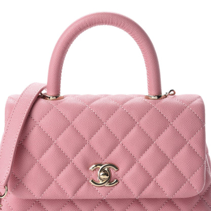 Chanel Caviar Quilted Mini Coco Handle Flap Pink 9 of 10