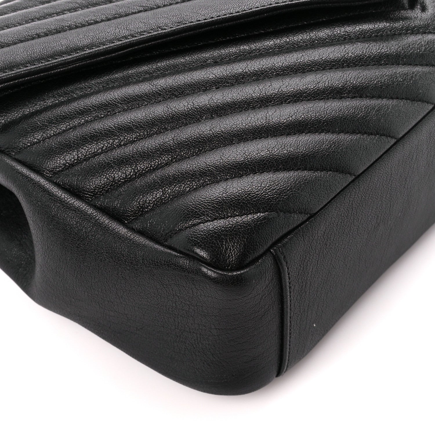 Saint Laurent Sheepskin Matelasse Chevron Monogram Large College Satchel Black 11 of 12
