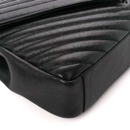 Saint Laurent Sheepskin Matelasse Chevron Monogram Large College Satchel Black 11 of 12