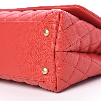 Chanel Caviar Quilted Small Coco Handle Flap Red 10 of 10