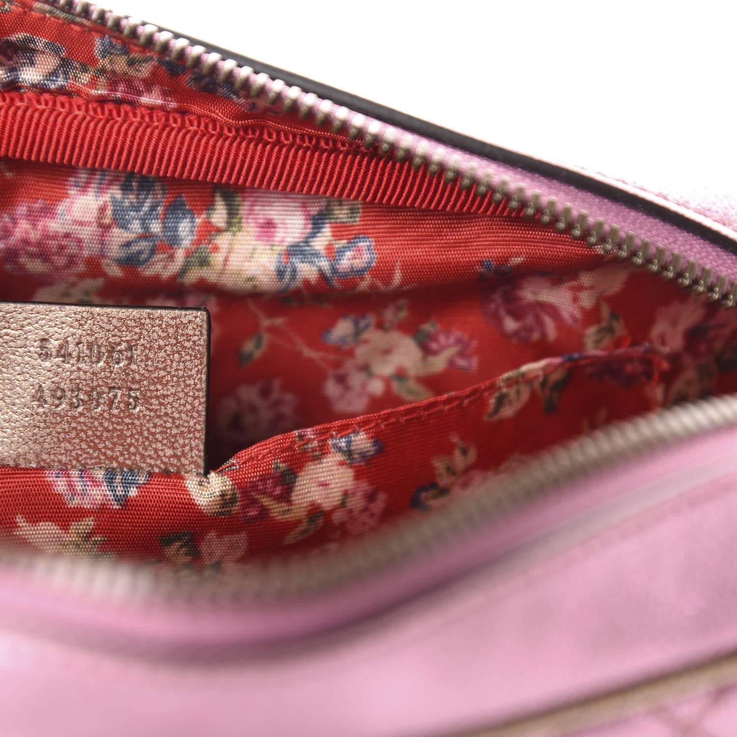 Gucci Laminated Nappa Trapuntata Small Zumi Shoulder Bag Rosa Lago Rame 9 of 10