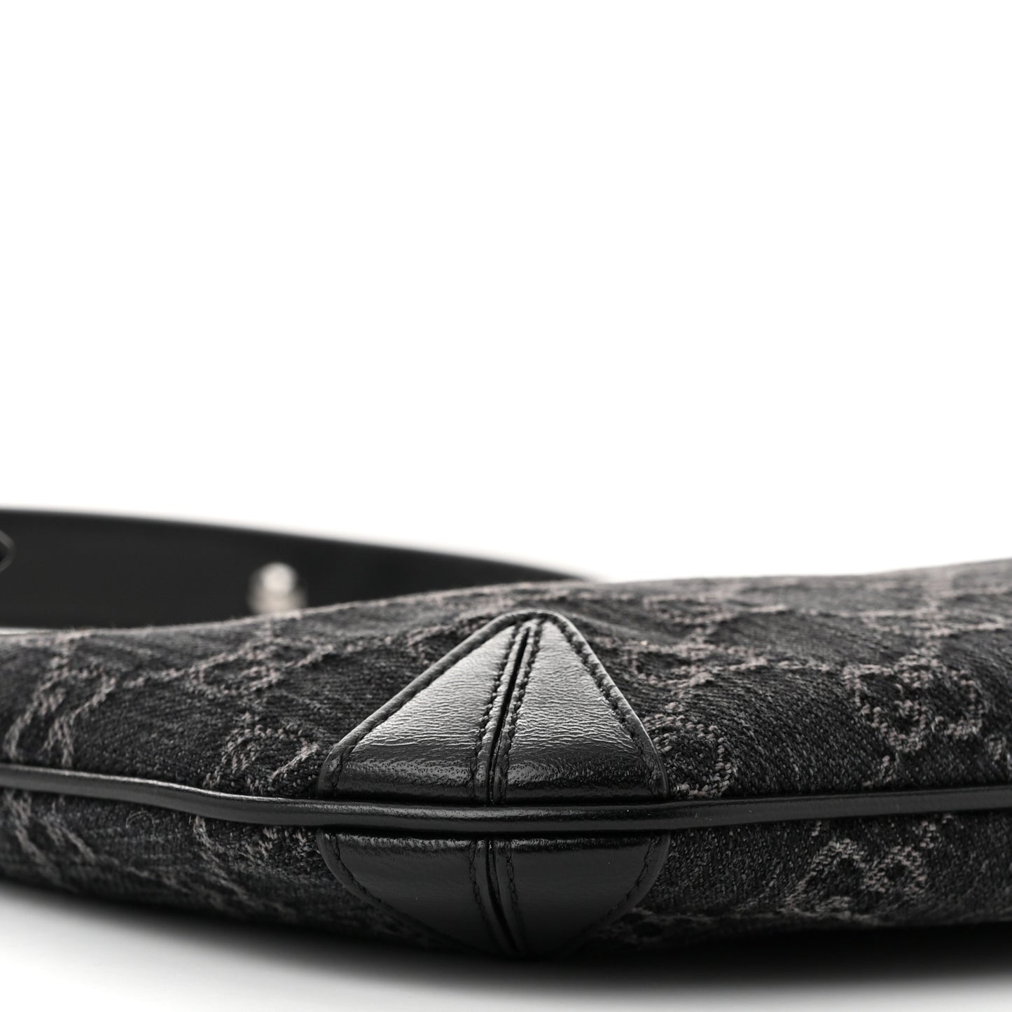 Jacquard Black Denim GG Monogram Horsebit Slim Small Shoulder Bag Black Grey