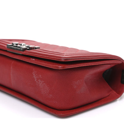 Chanel Caviar Quilted Medium Boy Flap Red 10 of 12