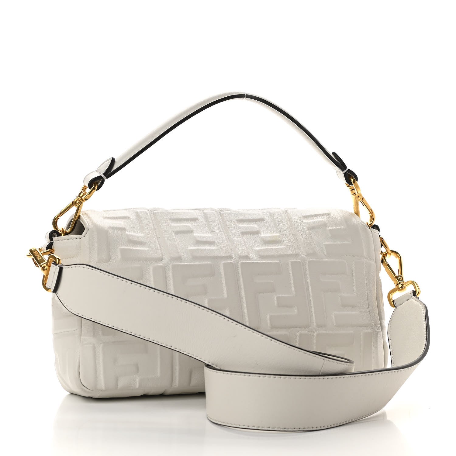 Fendi Nappa FF 1974 Embossed Baguette White 3 of 10