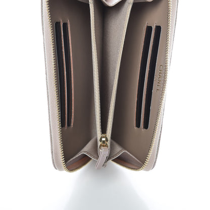 Chanel Iridescent Caviar Quilted Medium Zip Around Wallet Beige 5 of 9