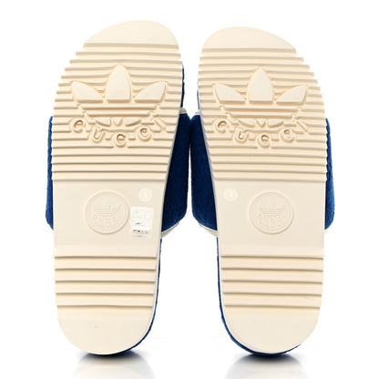 Gucci X ADIDAS Terry Cloth GG Monogram Mens Platform Sandals 9 Oriental Blue Mystic White 5 of 8