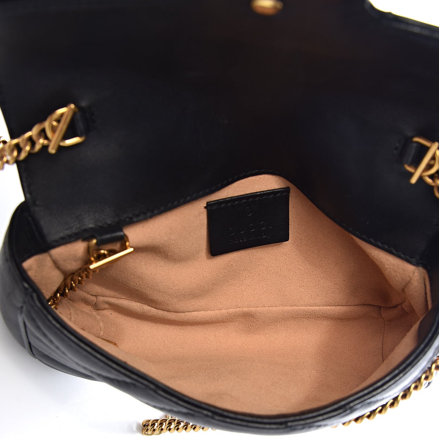 Calfskin Matelasse Super Mini GG Marmont Shoulder Bag Black