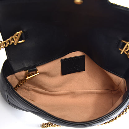 Gucci Calfskin Matelasse Super Mini GG Marmont Shoulder Bag Black 5 of 14