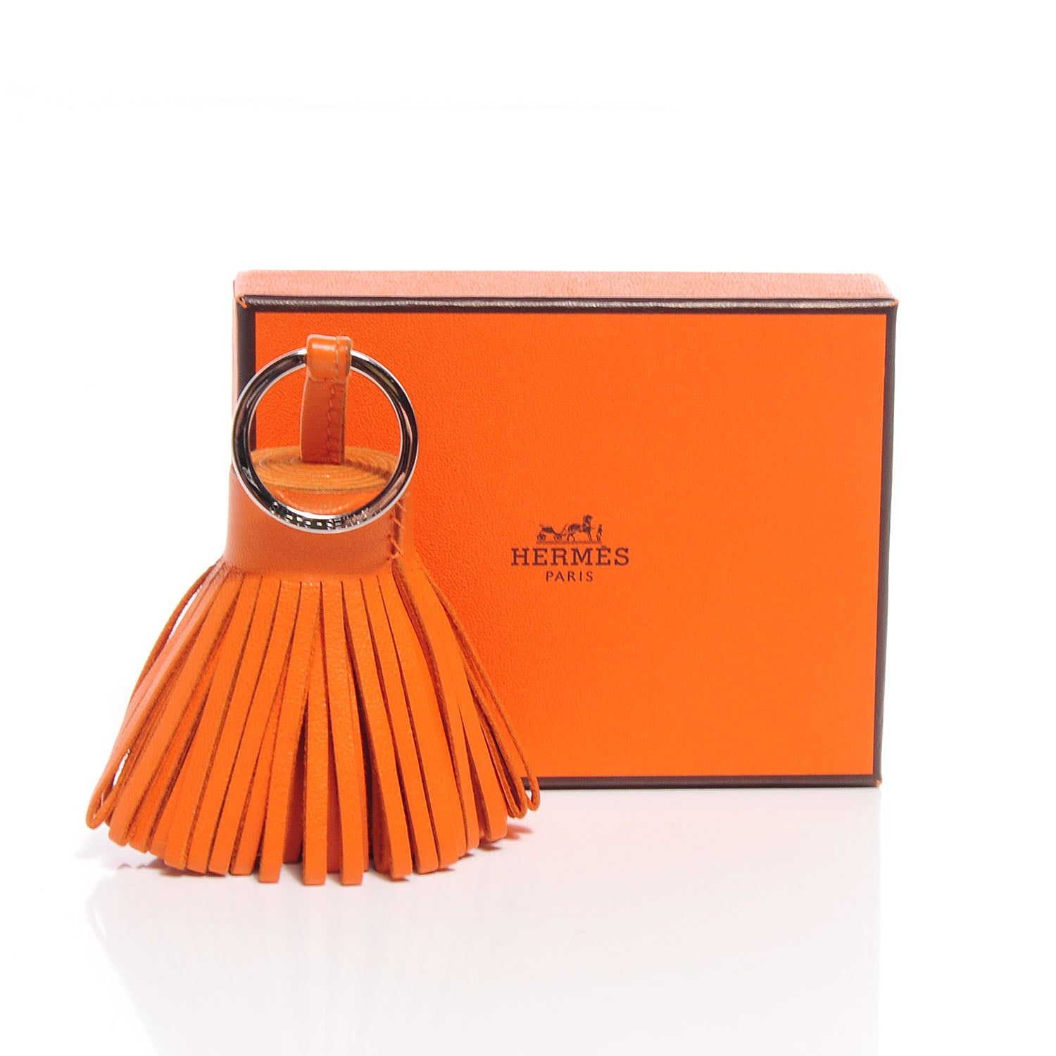Hermes Lambskin Carmen Tassel Key Holder Orange 3 of 5