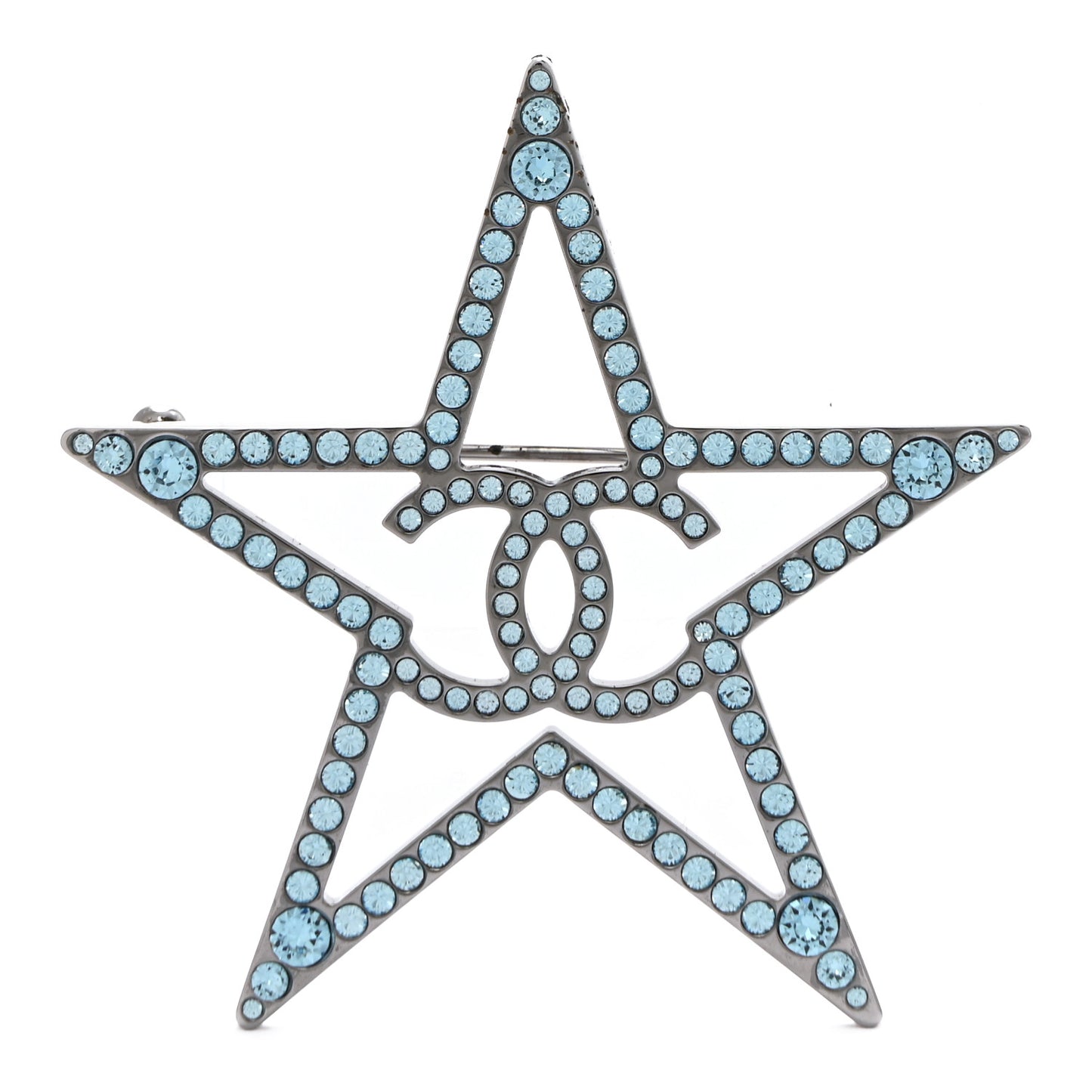 Ruthenium Crystal Star CC Brooch Blue