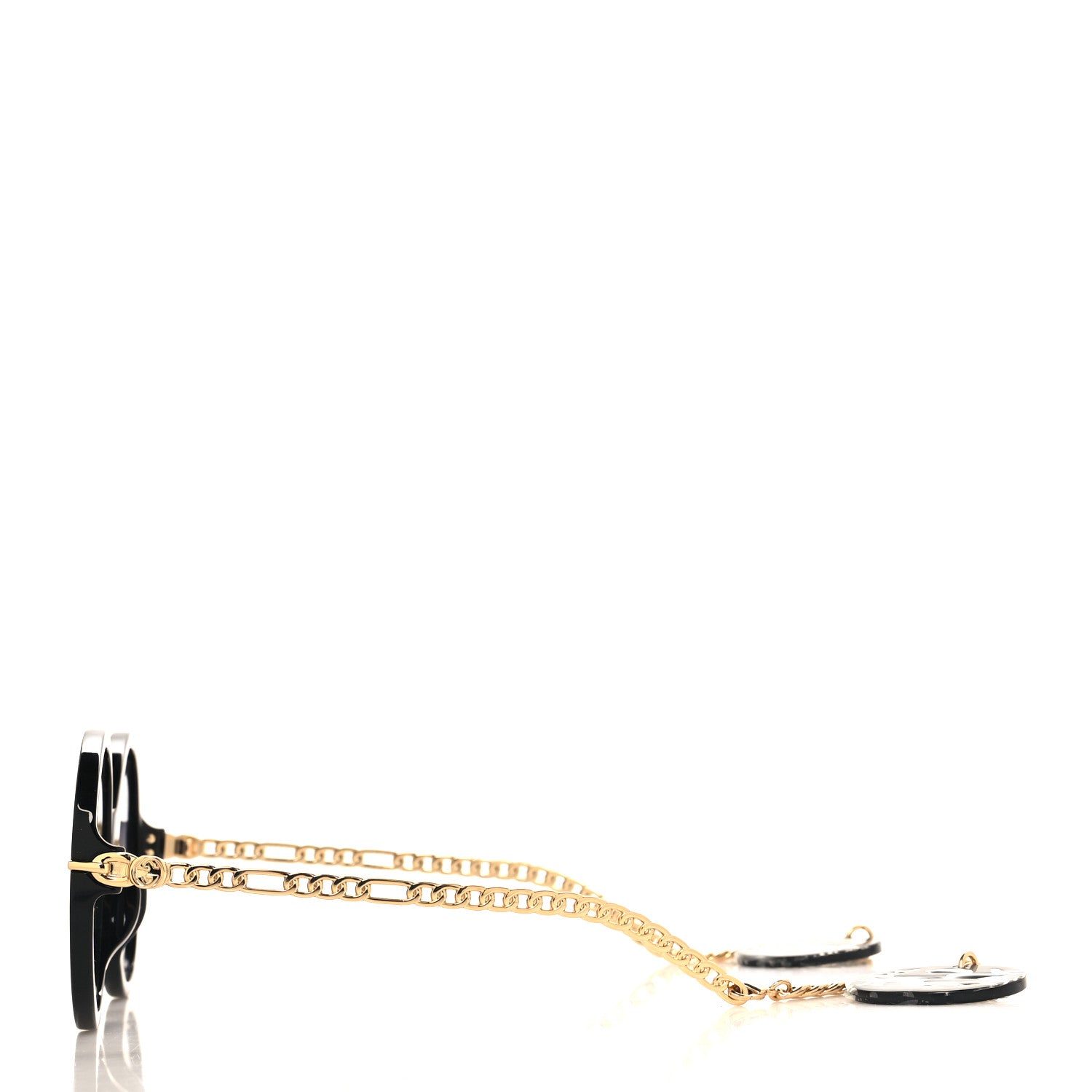 Gucci Acetate Detachable Charm Oversized Frame Round Sunglasses GG0726S Black 3 of 7