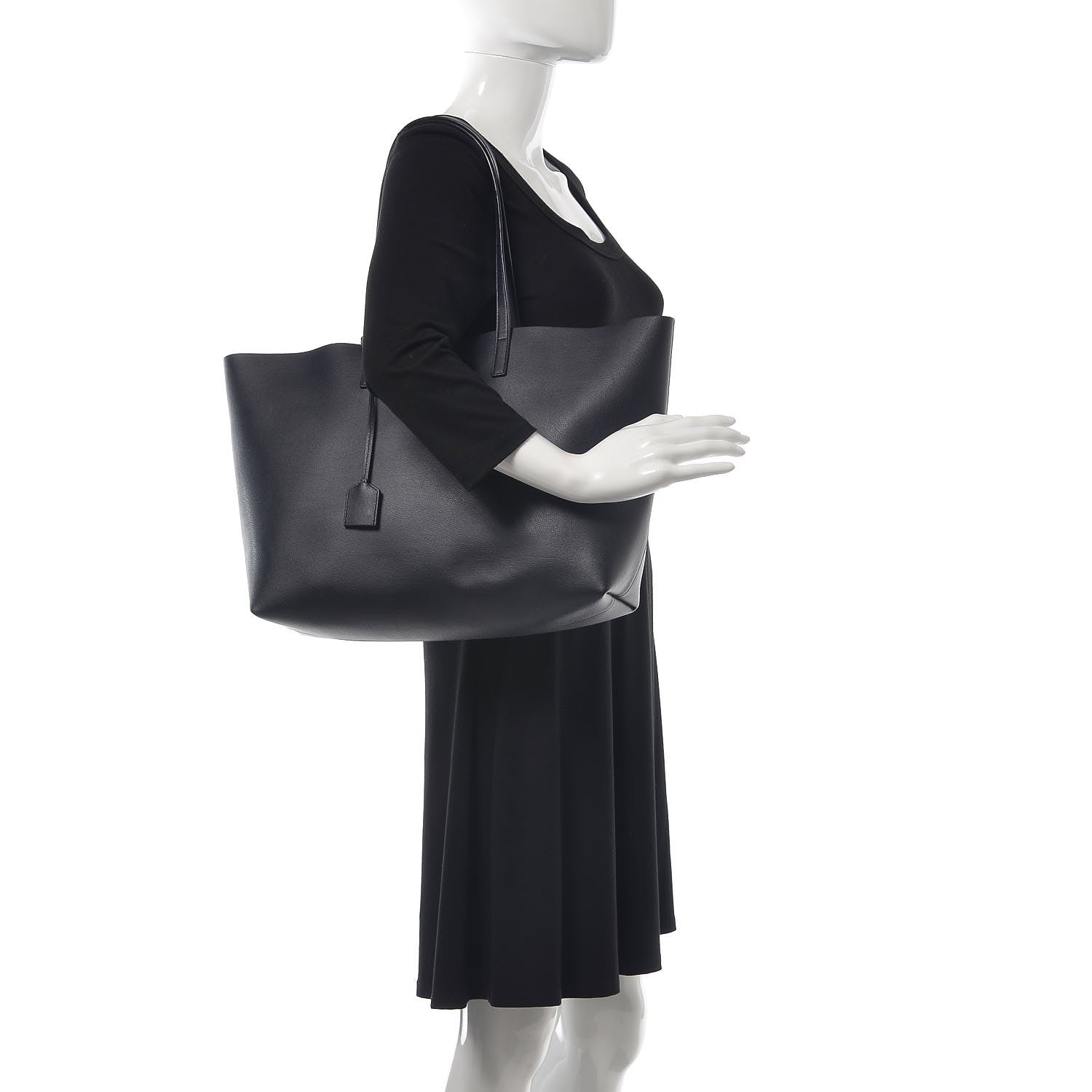 Saint Laurent Calfskin Large Shopping Tote Deep Marine 2 of 9
