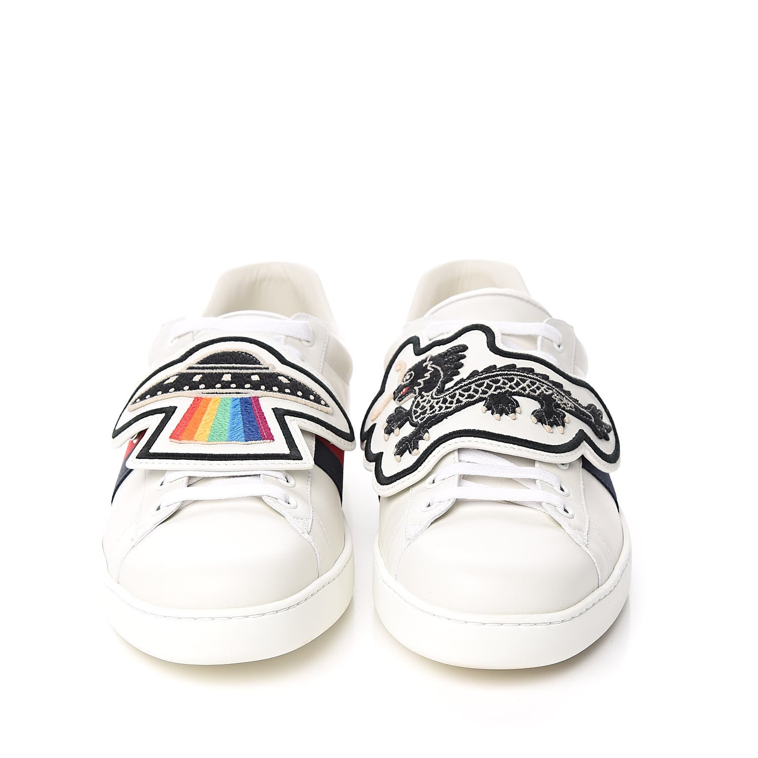Gucci Calfskin Ayers Web UFO Dragon Embroidered Mens Ace Sneakers 10.5 White 2 of 9