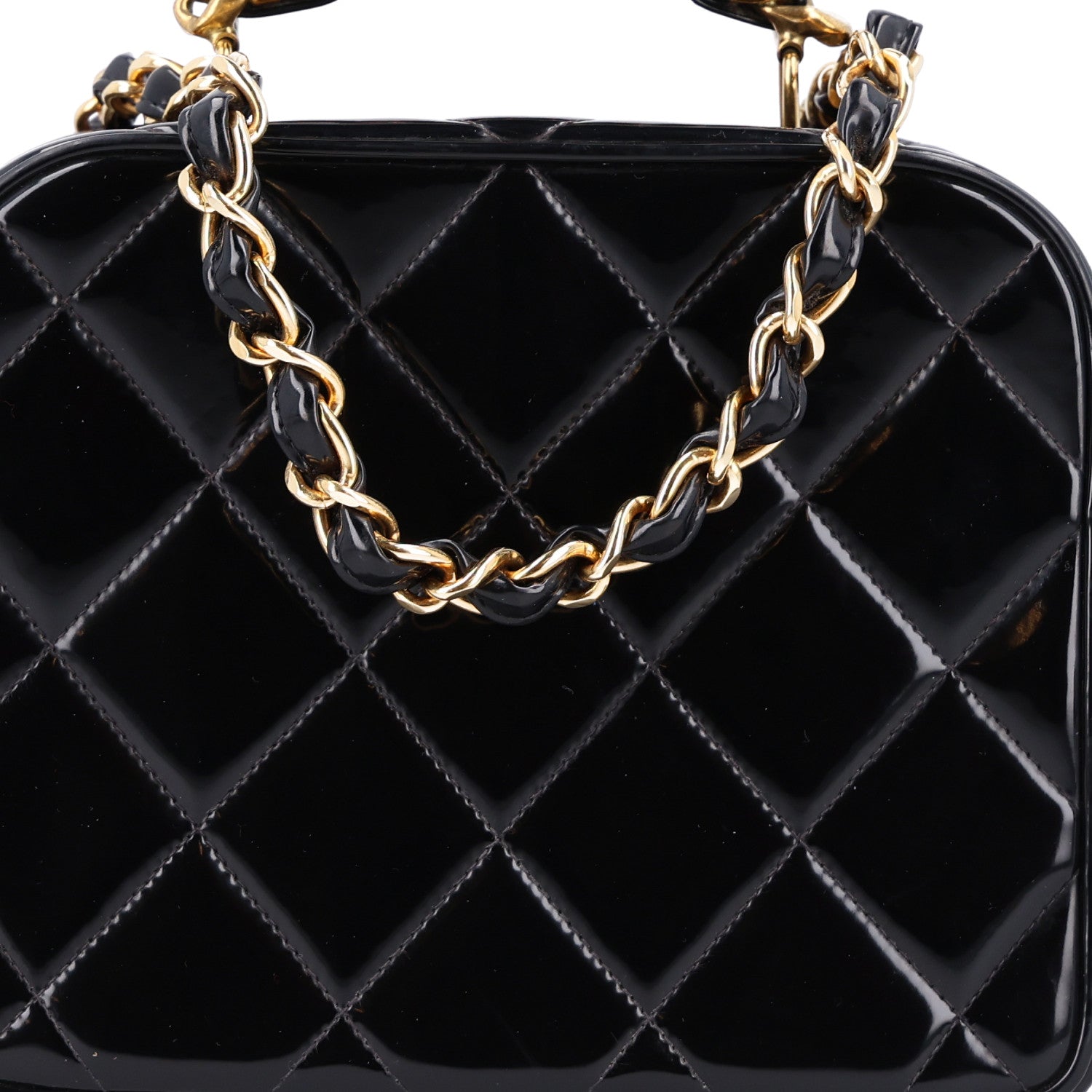 Chanel Patent Quilted Top Handle Vanity Case Black 9 of 11