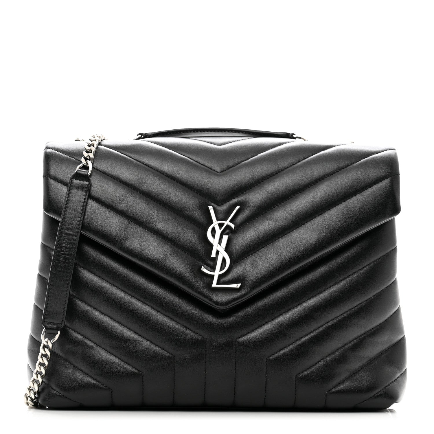 Saint Laurent Calfskin Y Quilted Monogram Medium Loulou Chain Satchel Black 1 of 11