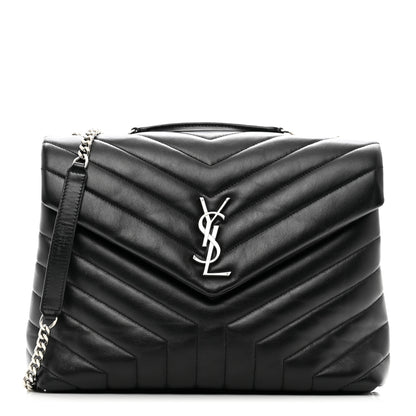 Saint Laurent Calfskin Y Quilted Monogram Medium Loulou Chain Satchel Black 1 of 11