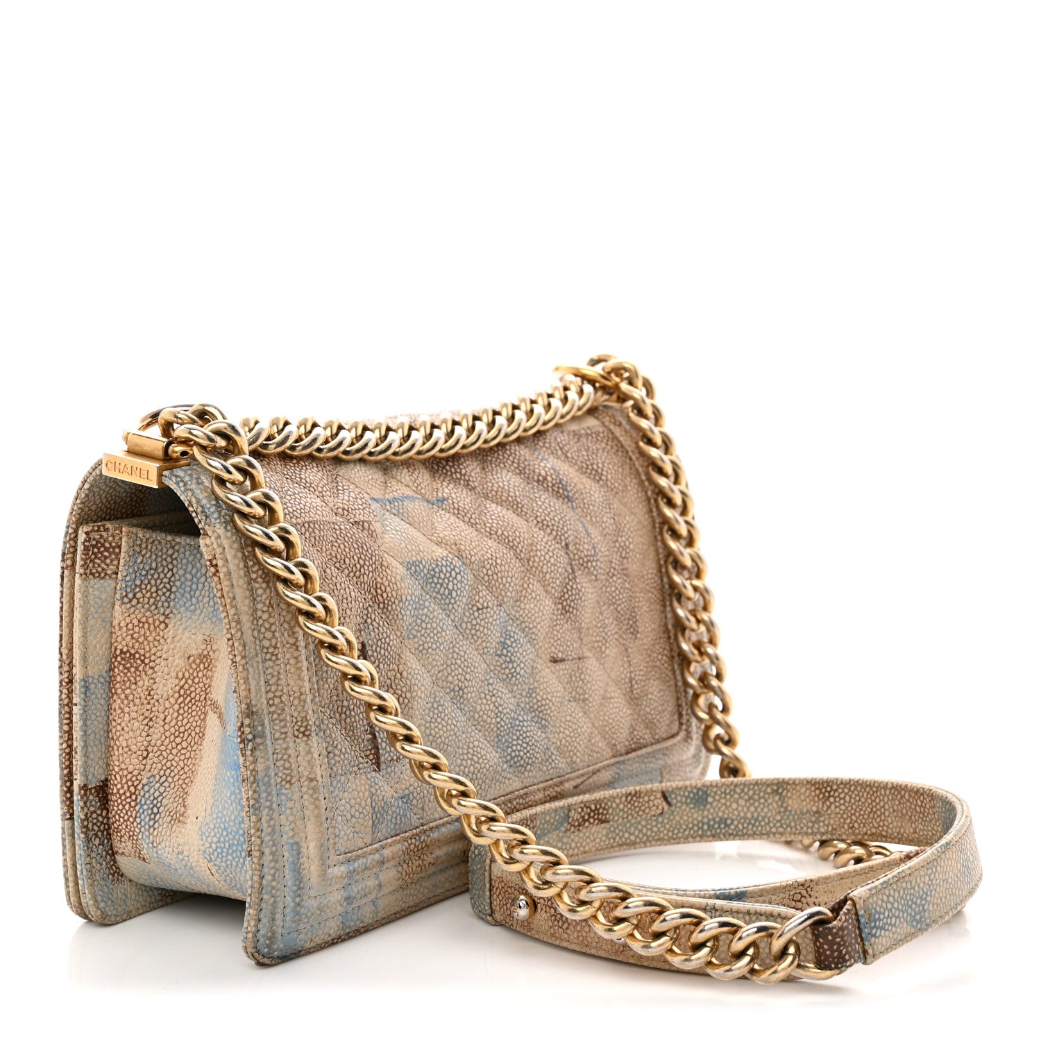 Chanel Painted Caviar Quilted Medium Boy In Cuba Flap Blue 3 of 11
