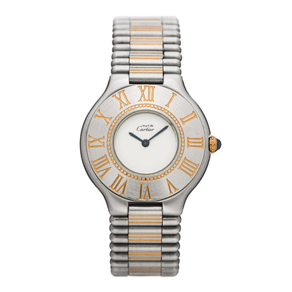 Cartier Stainless Steel 18K Yellow Gold 31mm Must De 21 Quartz Watch 1 of 4
