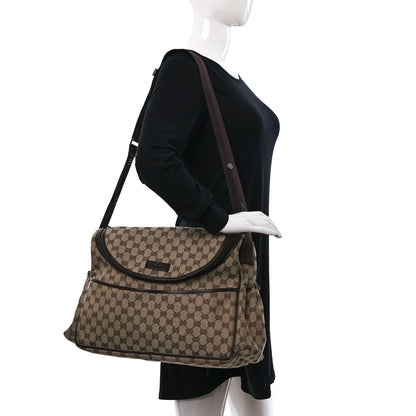 Gucci Monogram Natural Pigskin Large Diaper Bag Beige Ebony Cocoa Dark Chocolate 3 of 10