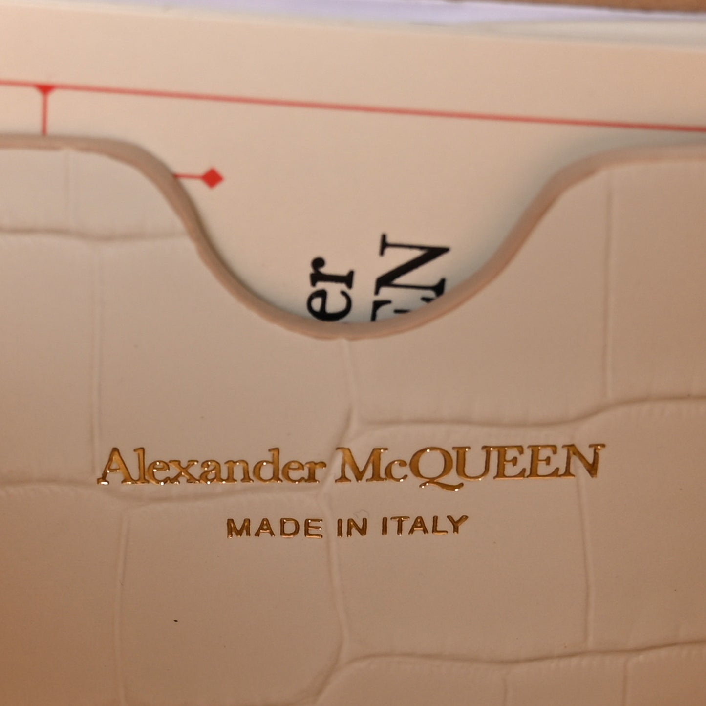 ALEXANDER MCQUEEN Calfskin Crocodile Embossed Skull Mini Crossbody Bag White