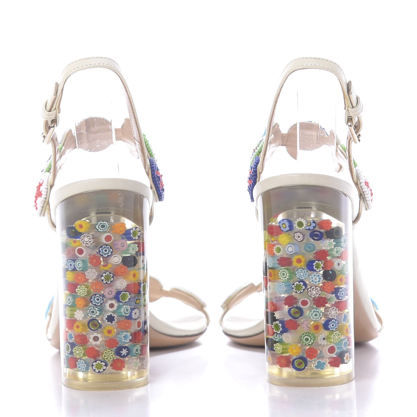 Nappa Beaded Medallion Sandals 37.5 White