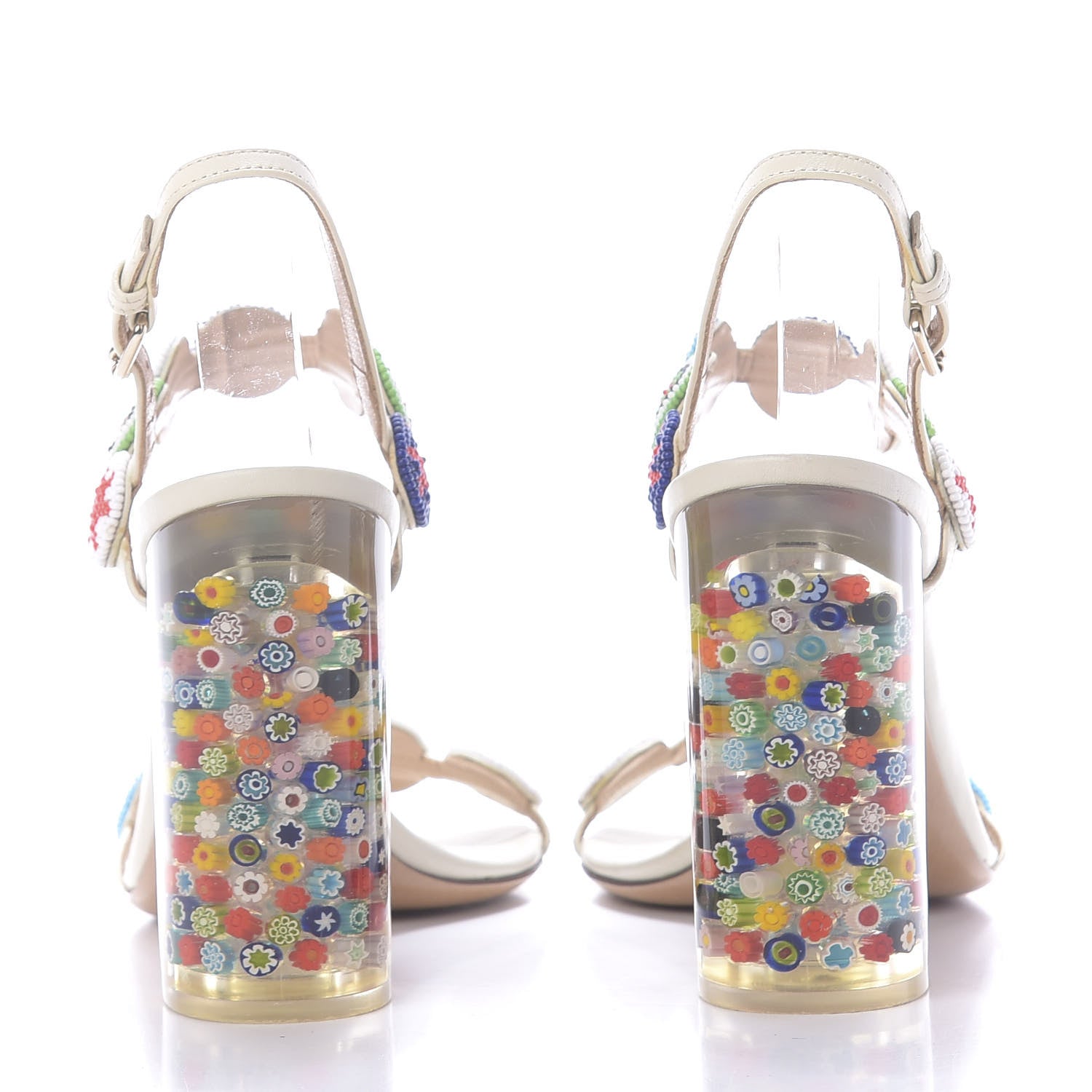 Valentino Garavani Nappa Beaded Medallion Sandals 37.5 White 5 of 10