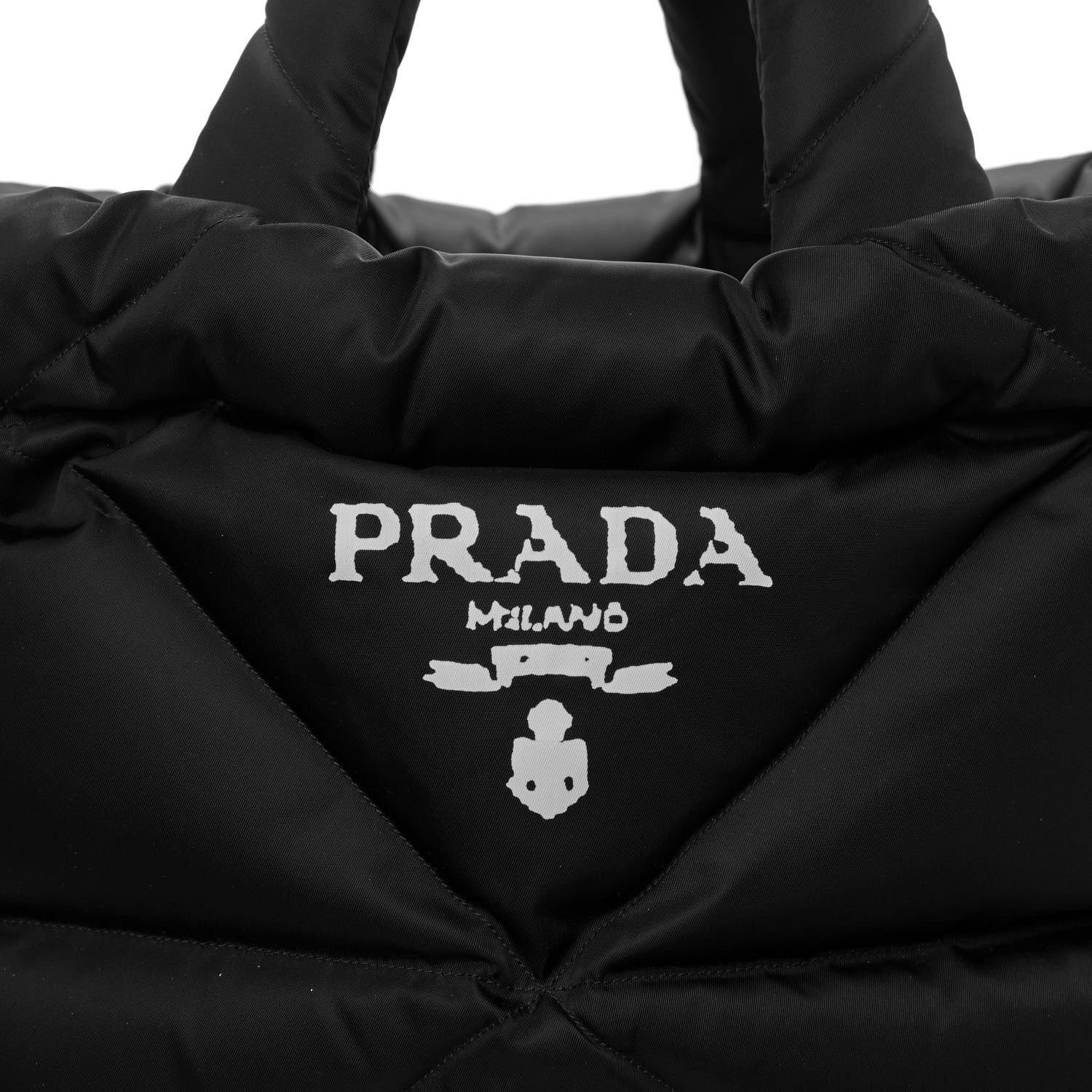 Prada Re-Nylon Triangle Padded Logo Tote Black 12 of 13