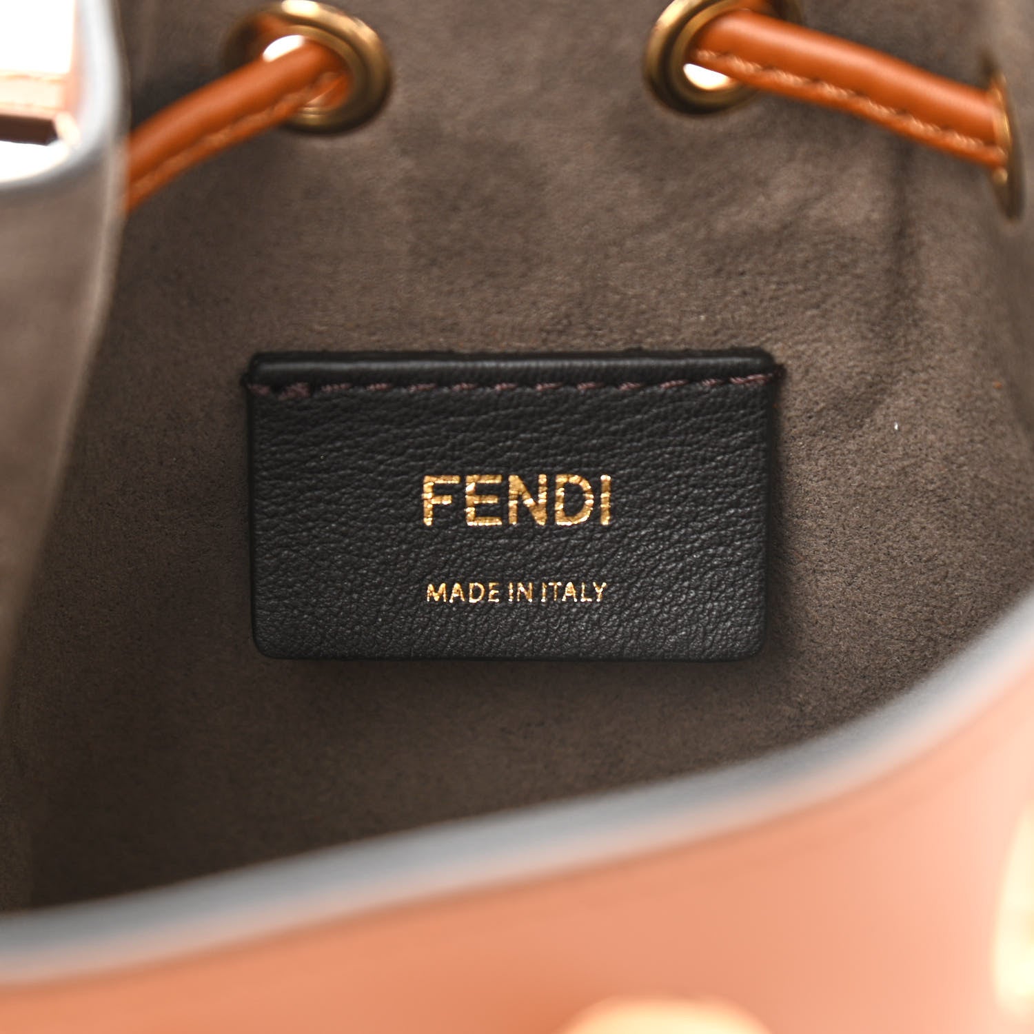 Fendi Vitello King F is Fendi Logo Embossed Mini Mon Tresor Bucket Bag Cuoio 6 of 10