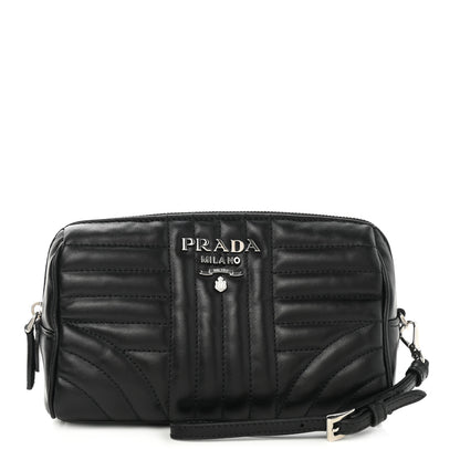 Prada Soft Calfskin Diagramme Wristlet Pouch Bag Black 1 of 7