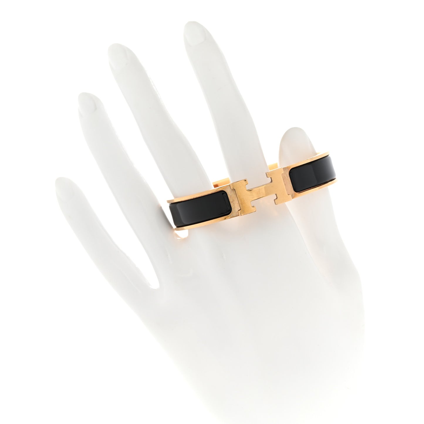 Enamel Narrow Clic Clac H Bracelet PM Black