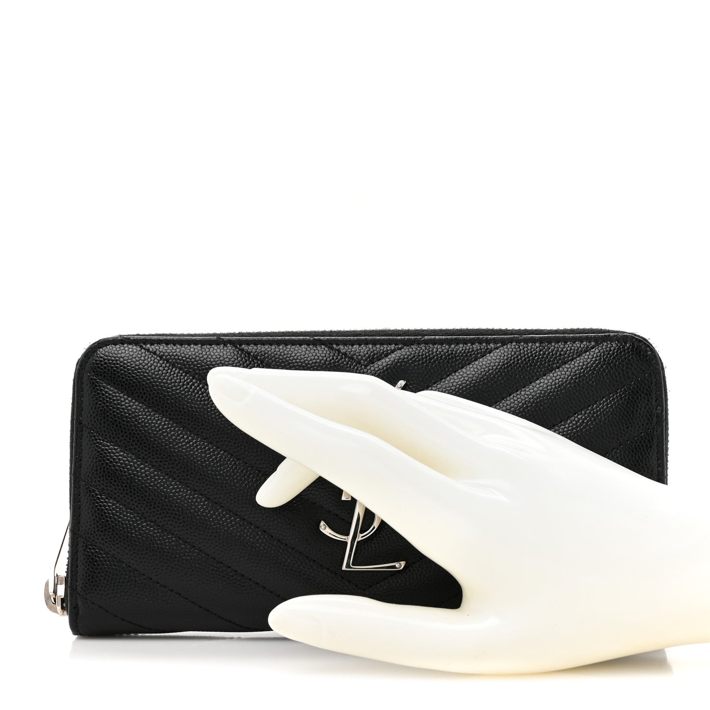 Grain De Poudre Matelasse Chevron Monogram Zip Around Wallet Black