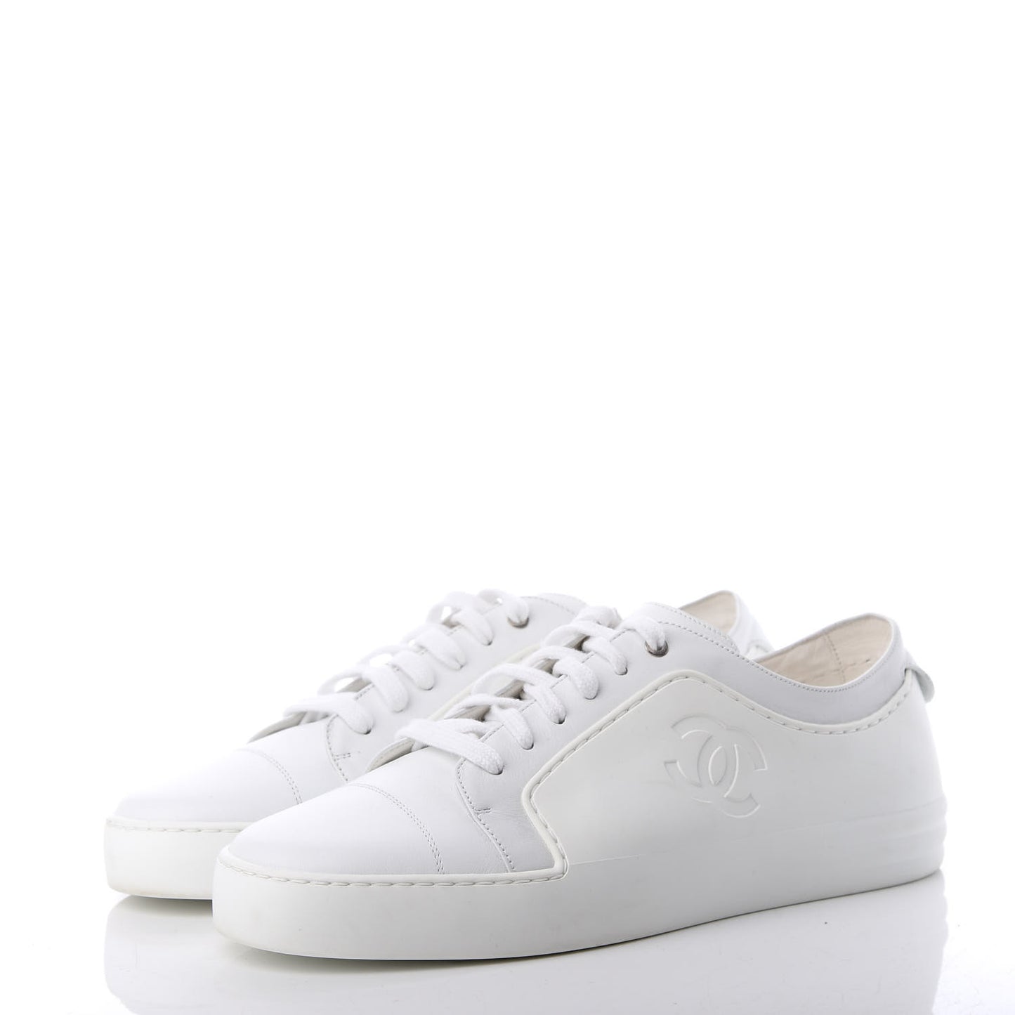Calfskin Gum Womens CC Sneakers 41 White