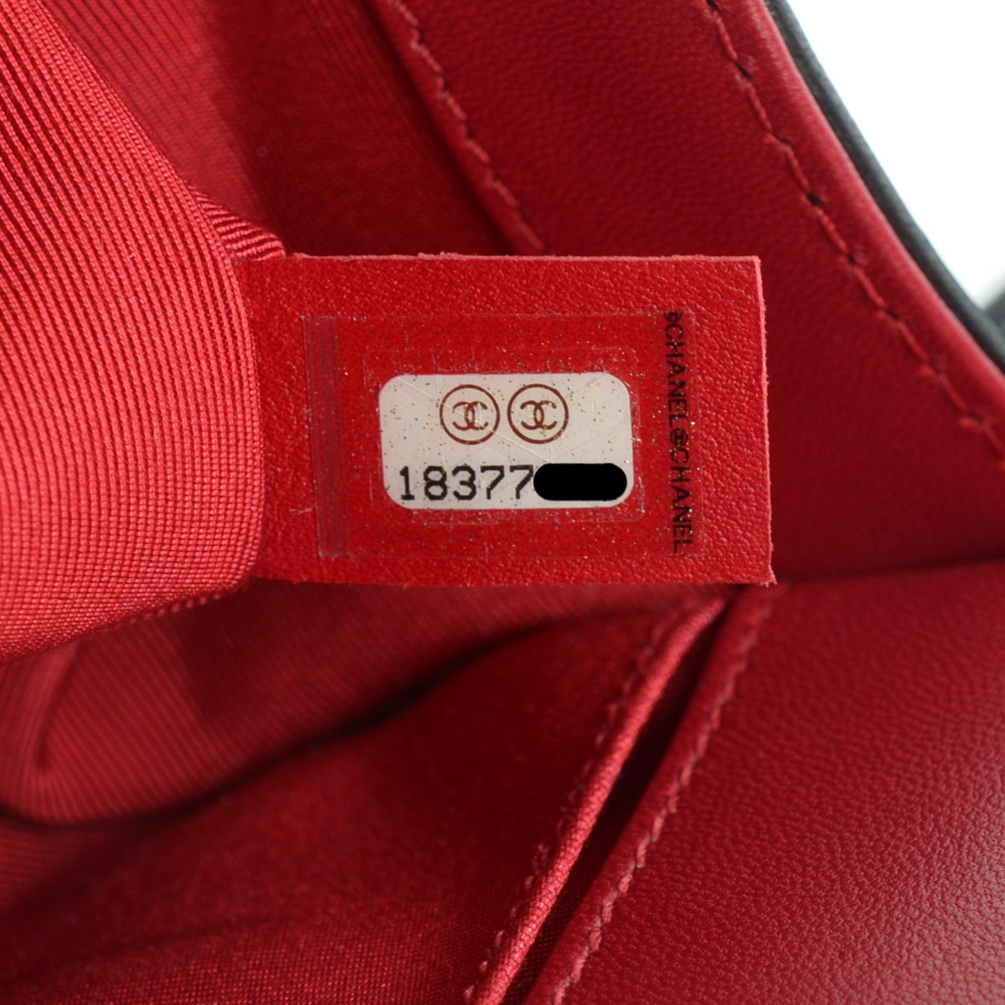 Lambskin Quilted Medium Boy Flap Black Red